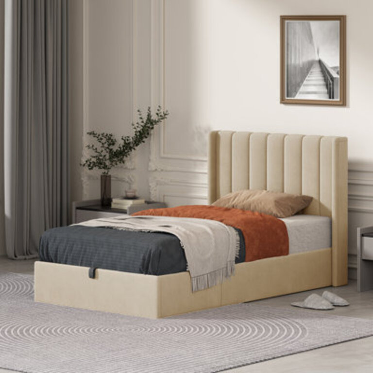 Daizia Lift Up Storage Platform Bed with Wingback Headboard