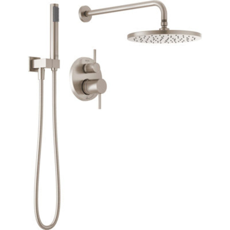 Modern Raincan Round Shower System Rain Shower Head with Handheld Spray Shower Faucet Set