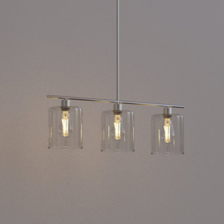 Alorie 3 - Light Brushed Nickel Kitchen Island Pendant with Glass Shade