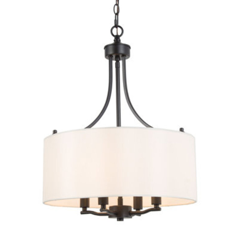 Jeilyn 4 - Light Fabric Shaded Drum Dining Room Chandelier