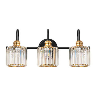 Gjystina 3-Light Dimmable Gold-BlackChrome Crystal Vanity Light