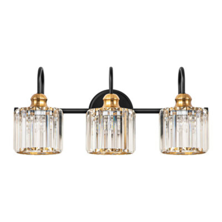Gjystina 3-Light Dimmable Gold-BlackChrome Crystal Vanity Light