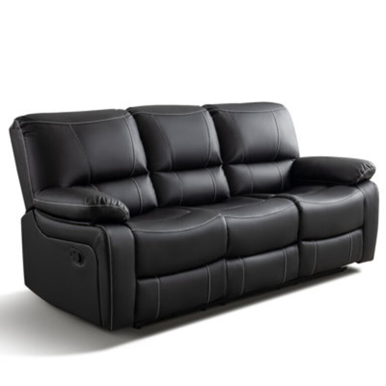 Nickki 815 Wide Faux Leather Manual Reclining Sofa 3 Seater Recliner Sofa