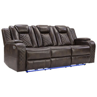 Lamica 834 W Breathable Leather Power Reclining Sofa with Adjustable Headrest  USB