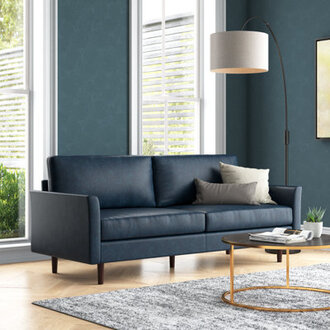 Assil Maple 803 Wide Faux Leather Curved Arm Sofa