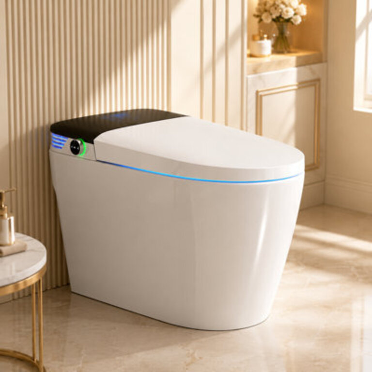 BCANHOME Smart Toilet with Tankless Bidet Wash Auto Open Lid 128 Gallons Auto Dual Flush Heat Seat Warm WashDryer Soft Closing Remote Control