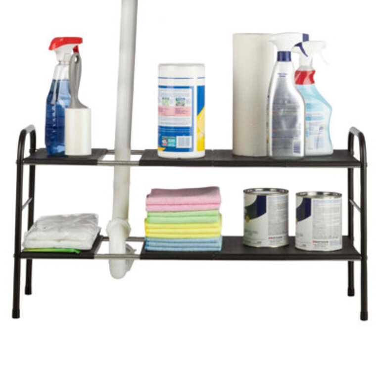 Under Sink Organizer - 2 Tier Adjustable Shelf Organizer with 8 Removable Panels - Kitchen or Bathroom Under Sink Organizers and Storage by Home-Complete
