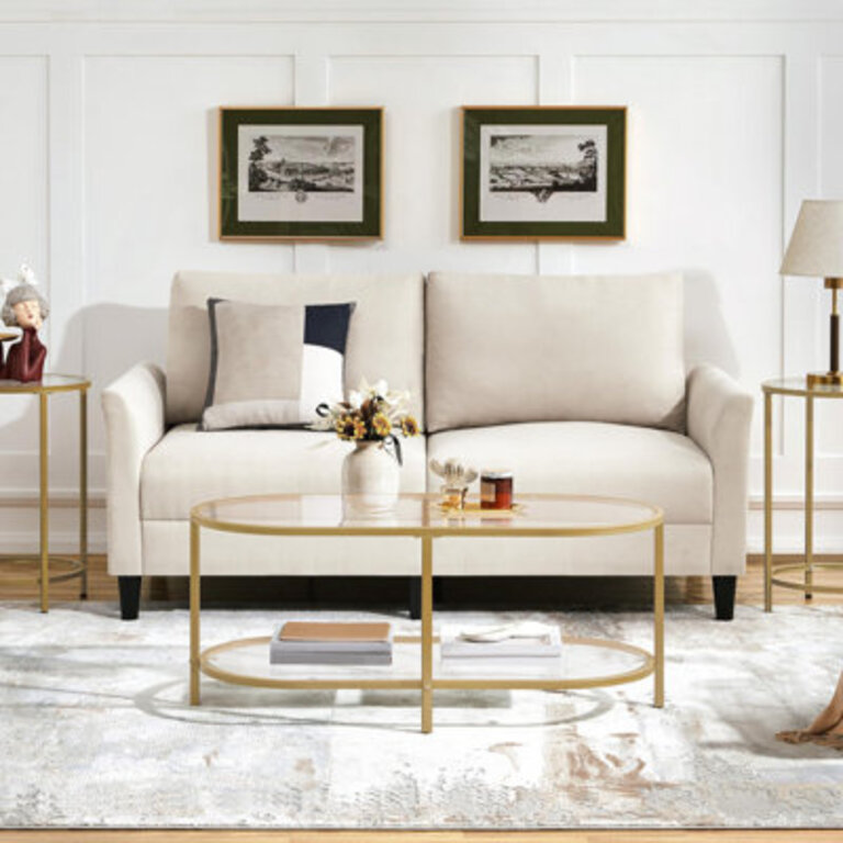 Caoimhlin Tempered Double-Layer Glass Oval Coffee Table