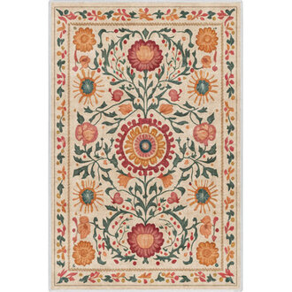 Apollo Suzani Vintage Floral Beige Flat-Weave Area Rug