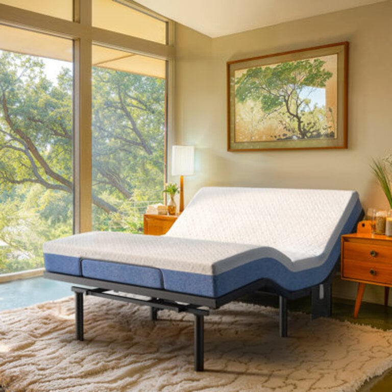 Iduna Adjustable Bed Frame with Massage Wireless Remote Adjustable Base Zero Gravity  Anti-Snore Modes Under Bed Lighting 4 USB Ports