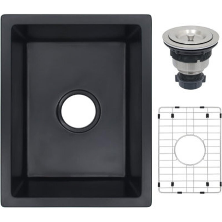 Lqsqua 14L X 18 W Granite Composite Undermount Bar Sink with Sink Grid and Basket Strainer