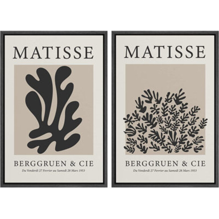 Classical Artwork Henri Matisse Black Botanical Artwork Modern Neutral Wall Pictures Framed Canvas Giclee Print 2 Pieces Wall Art Set 16x24x2 pcs 24x36x2 pcs