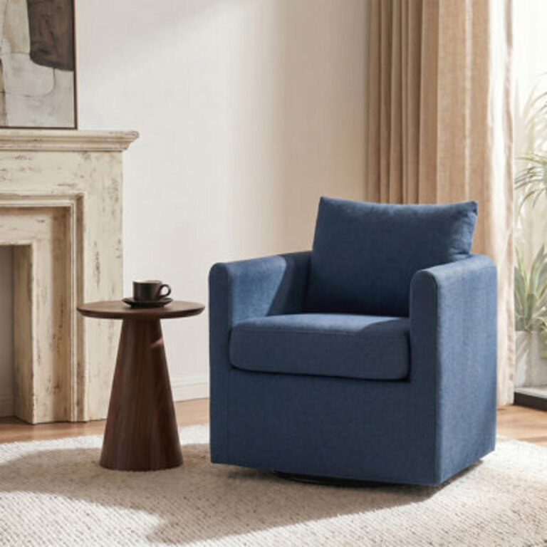 Nicha 29W Modern Farmhouse Slipcovered Swivel Barrel Chair