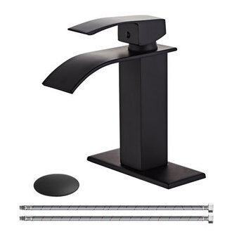 Single Hole Waterfall Bathroom Faucet With Deck Plate With Drain