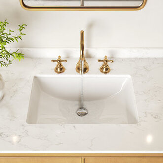 DeerValley Ally 21 x 15 Undermount Bathroom Sink Rectangular Bathroom Sink with Overflow
