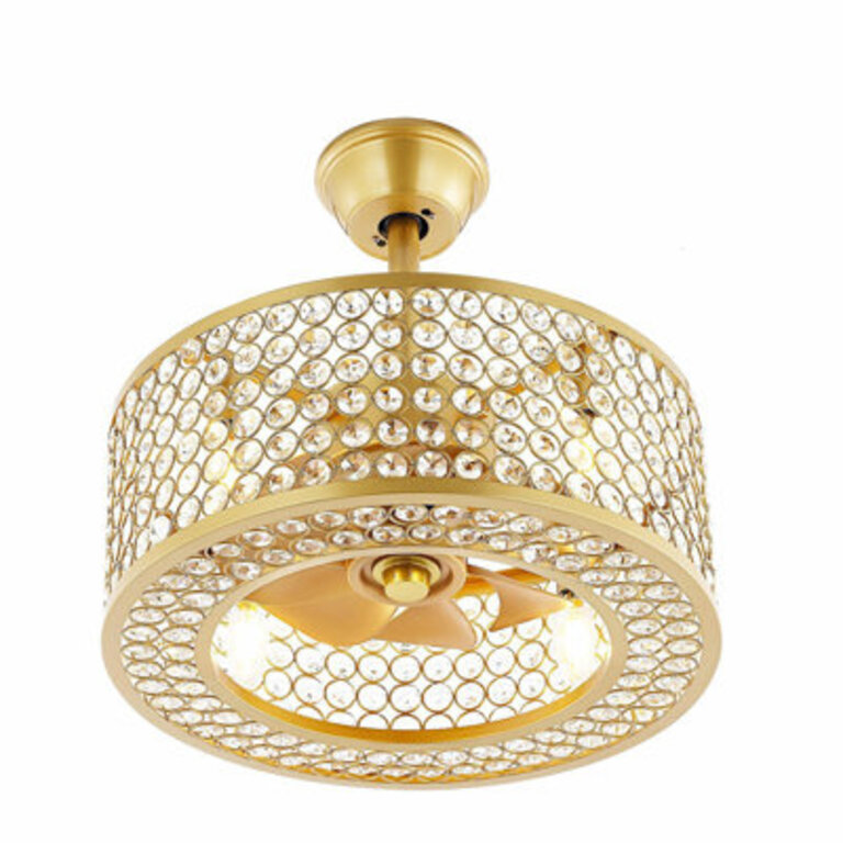 18 Windermere Caged Crystal Ceiling Fan with Light and Remote