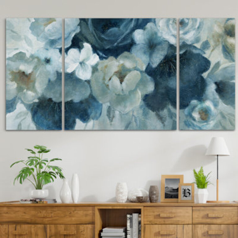Blue On Blue  3 - Pieces Painting Print