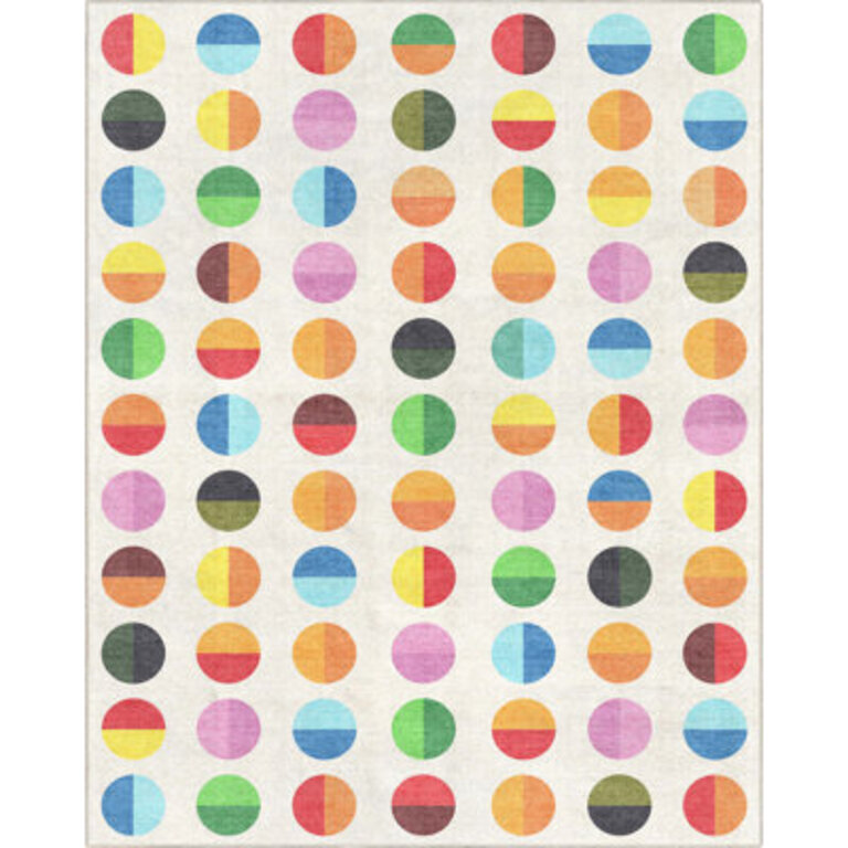 Crayola Modern Split Dots Bright Multi Color Area Rug