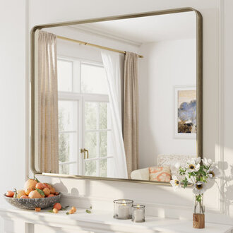 Aevar Tempered Glass and Aluminum Alloy Framed French Cleat Mounted Wall Mirror