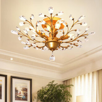 Jamei 236 W 4-Light Metal and Crystal Dimmable Semi-Flush Mount