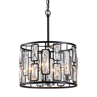 Bolton Crystal in Black Dimmable  Adjustable Height Pendant Light