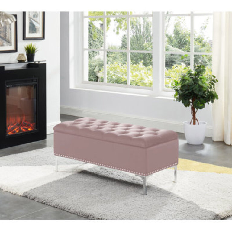 Carmel Velvet Upholstered Storage Bench