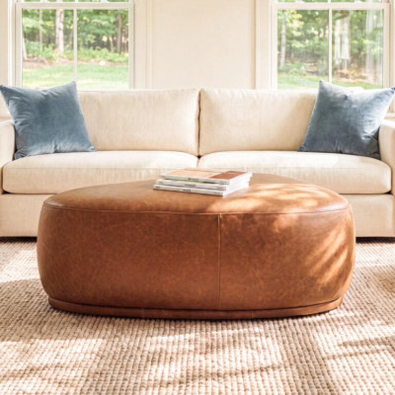 Adna 44 Genuine Leather Triangular Ottoman