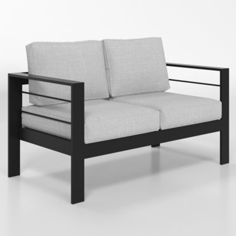 50 Aluminum 2Person Outdoor Sofa for All Weather Metal Patio Sofa with 275 Deep Seating  32 Wide Armrests Outdoor Loveseat with Weather Resistant Olefin Cushions for Backyard Garden Deck