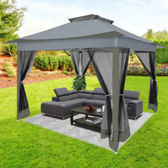 12x12 Outdoor Pop Up Canopy with Mosquito Netting Patio Tent