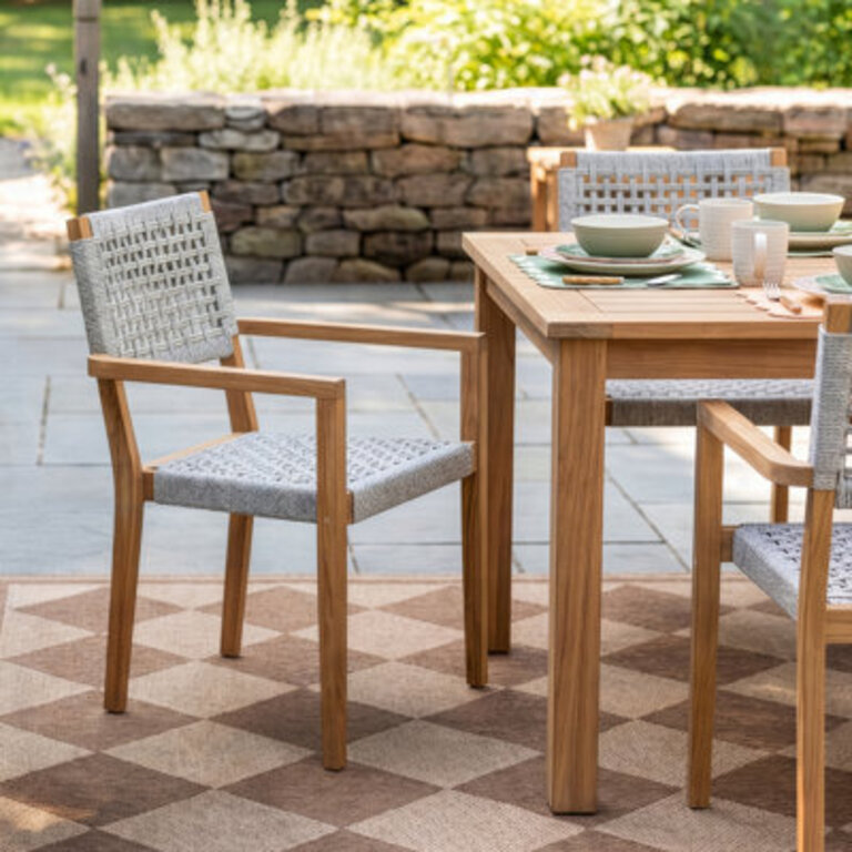 Cava Solid Teak Wood and Rope Stacking Armchairs