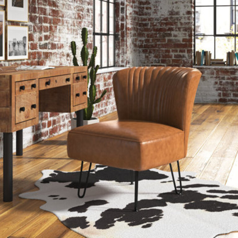 Euclid Faux Leather Chair With Metal Base