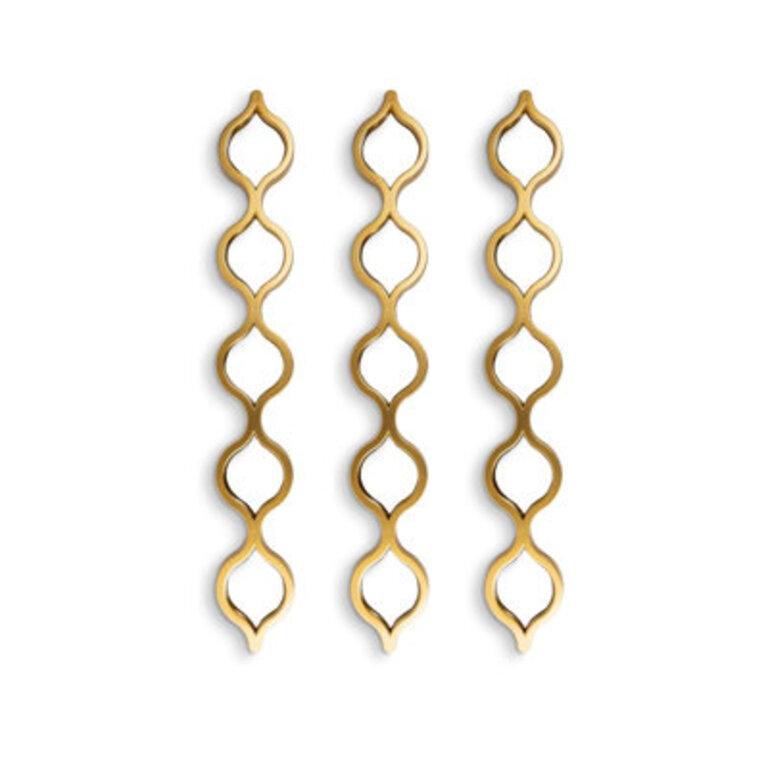 Hoscar 3 Piece Vertical Decorative Wall Mirror Set Teardrop Mirrors Gold Acrylic Glass 35 inch