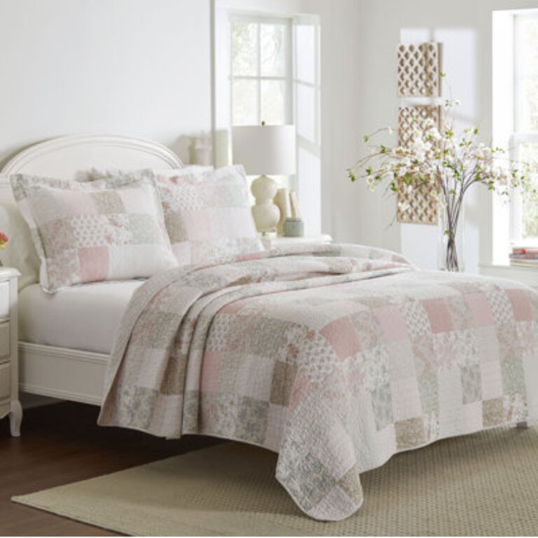 Laura Ashley Celina Patchwork Cotton Reversible Quilt Set