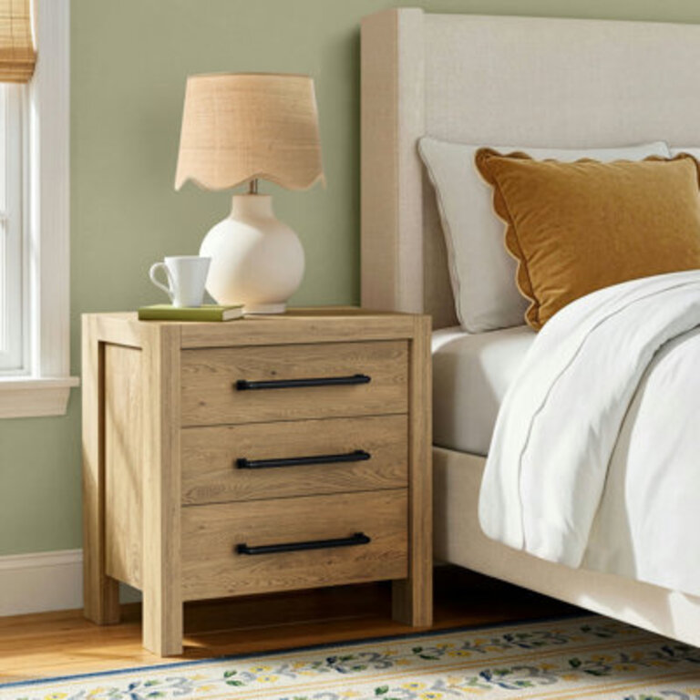 Laroche 28 W 3-Drawer Wood Nightstand with USB Port