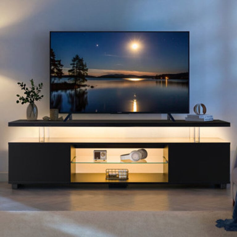 Gupton TV Stand for 60 Inch TV LED Gaming Entertainment Center Media Storage Console Table with Large Side Cabinet for Living Room