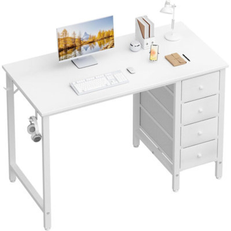 Computer Desk with 4 Drawers Fabric Drawers Writing Desk