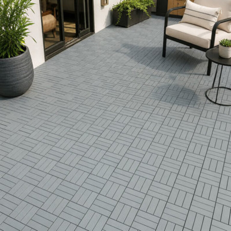 12 L x 12 W Solid Wood Interlocking Deck Tile