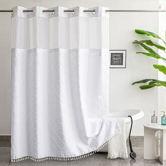 Shorey Geometric Tassel Shower Curtain with Liner Included