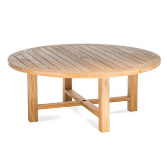 Romulus Round Teak Outdoor Coffee Table With Umbrella Hole  50 in W 50 in D