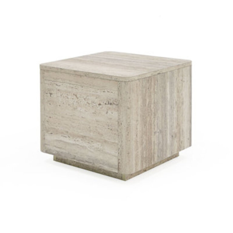 Totka Faux Travertine Square End Table