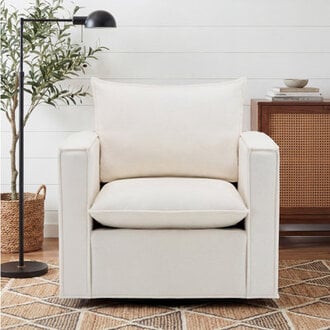 Louretha 34 Wide Fabric Upholstered Swivel Armchair