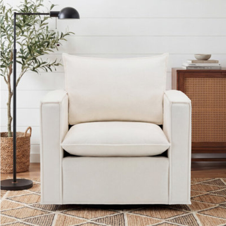 Louretha 34 Wide Fabric Upholstered Swivel Armchair