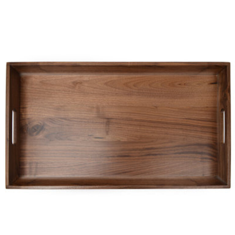 Glaude Rectangle Solid Wood Serving Tray with Cutout Handles