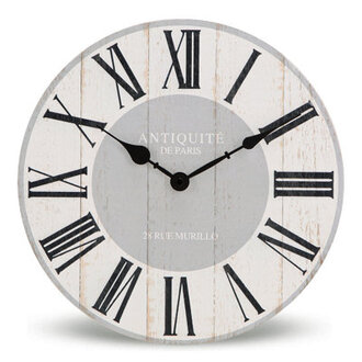 Roman Numeral Quartz Analog Shiplap Style Distressed Wood Wall Clock
