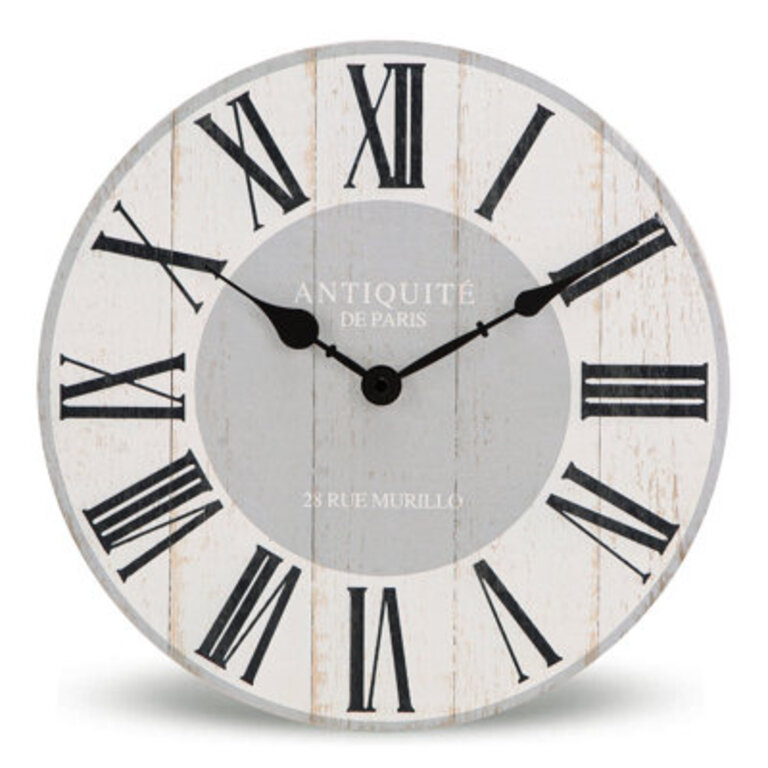 Roman Numeral Quartz Analog Shiplap Style Distressed Wood Wall Clock