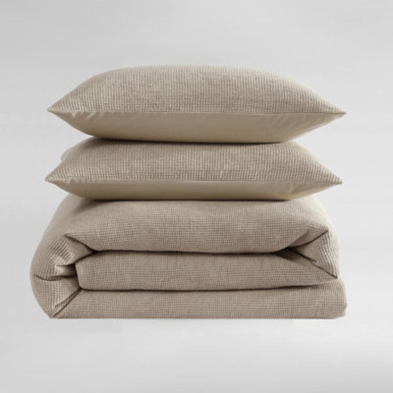 Calvin Klein Microwaffle Solid Reversible 3 Piece Duvet Cover Set