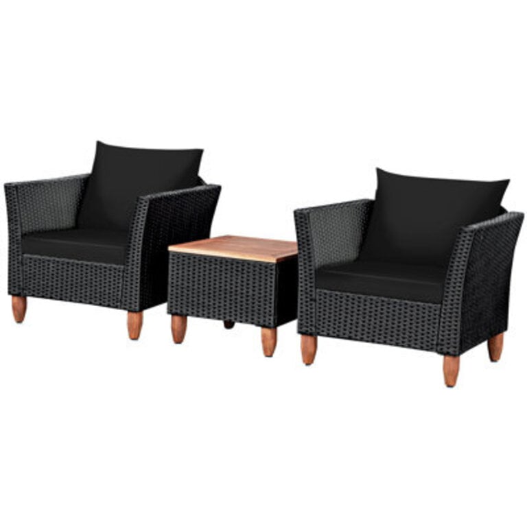 Hilbert Wicker 2 - Person Patio Conversation Set with Cushions
