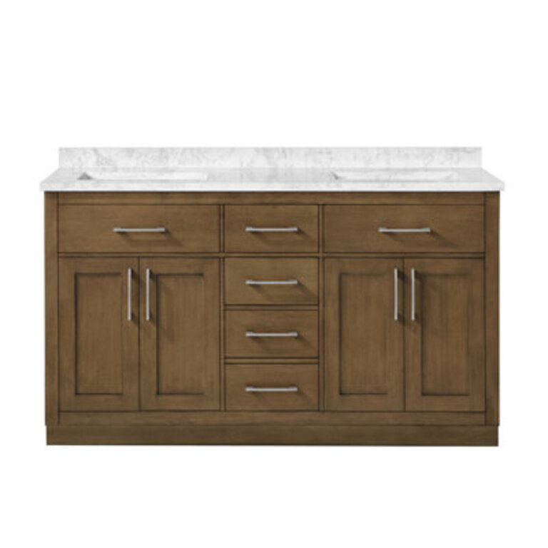 OVE Decors Athea 60 in W Bath Vanity with Premium Countertop and Power Bar