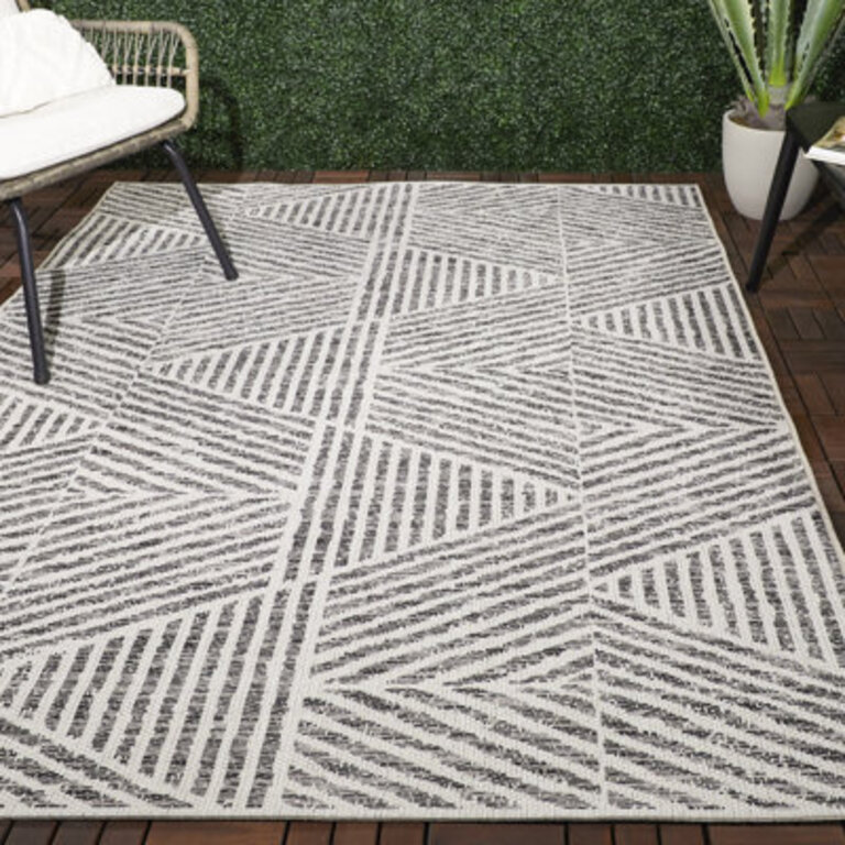Silva Geometric and Striped Indoor  Outdoor Area Rug