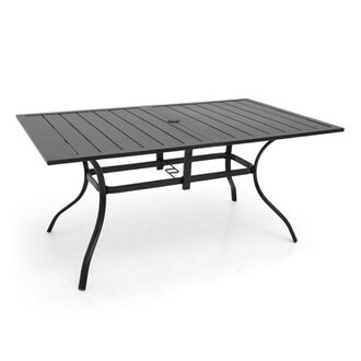 Naruram Rectangular Metal Outdoor Dining Table With Umbrella Hole  63 in W 38 in D